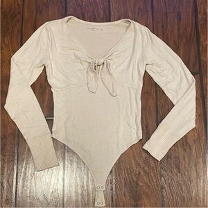 Abercrombie and Fitch Cream Tie Sweater Body Suit